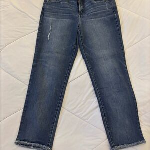 Democracy Women's Distressed Blue Straight Leg Jeans